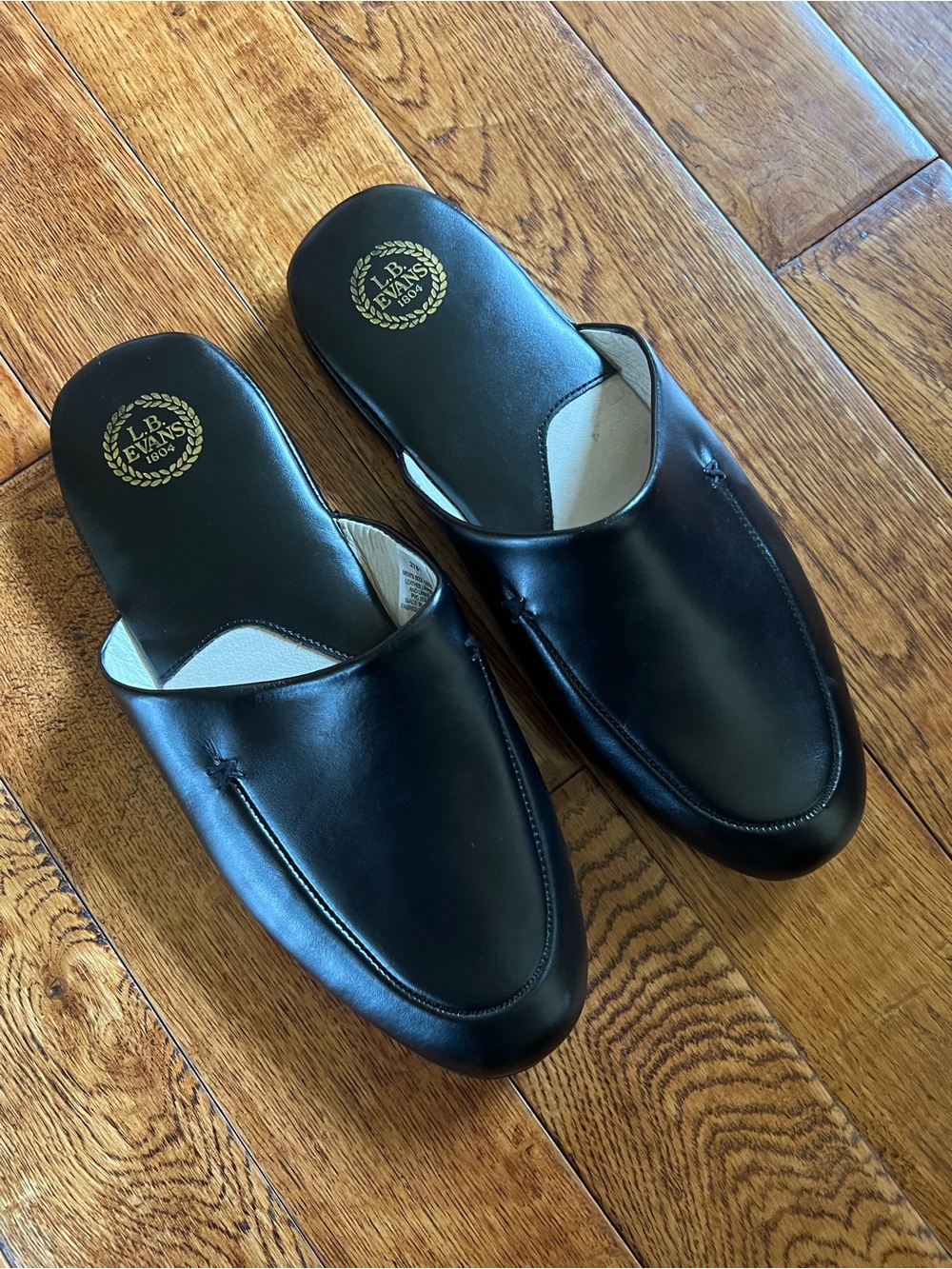 L.B. Evans Men’s Slippers Leather Slip-On Loafers Black Size 12 EEE